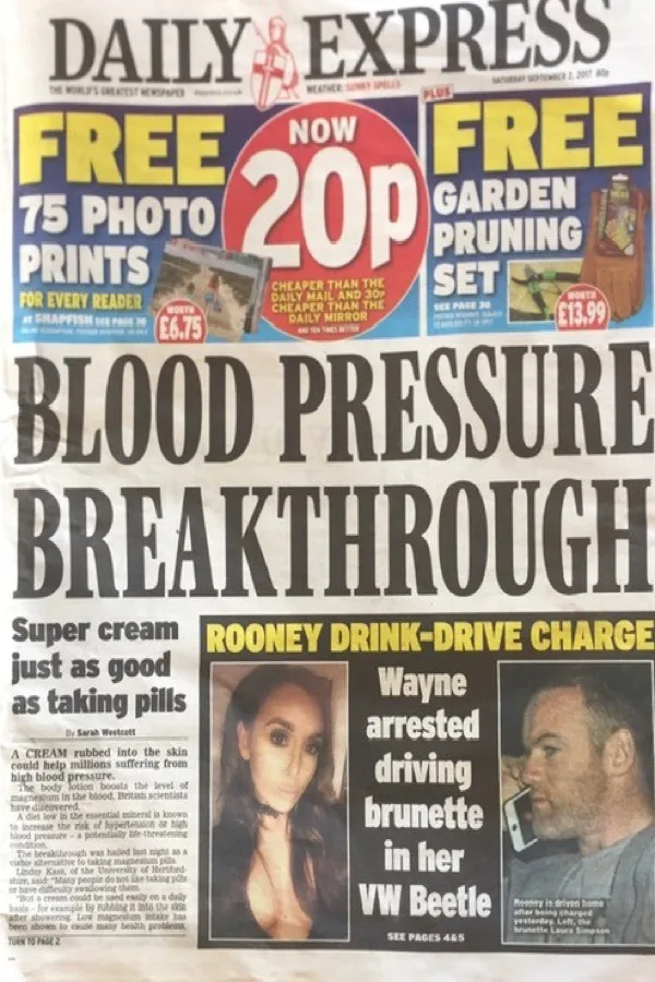 Blood Pressure Breakthrough — Daily Express — Front Page